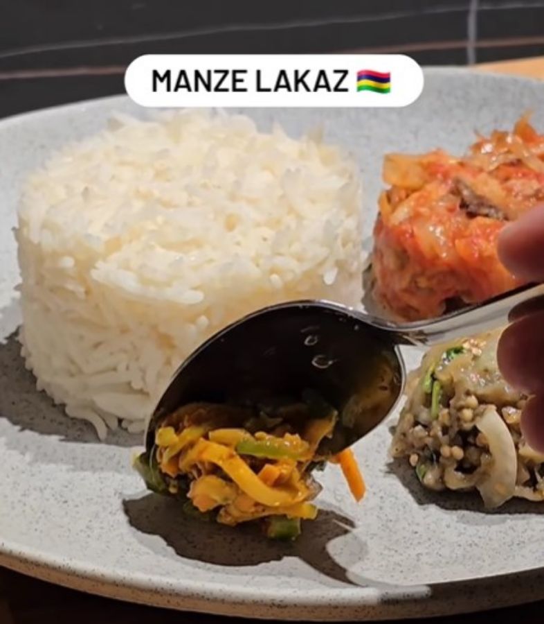 Manze lakaz - Diri, Lentil nwar, Rougay pwason sale ek so Satini brinzel